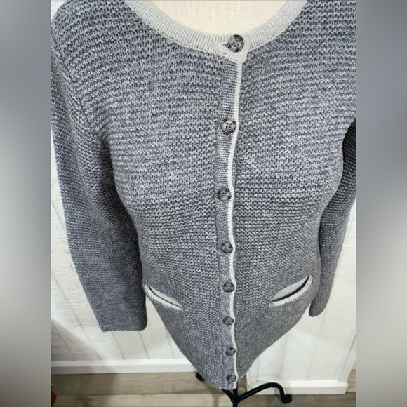 Marie Lund Lambswool Copenhagen Gray Cardigan Sweater Buttons Pockets Vintage M - Picture 2 of 12